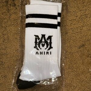 Authentic Amiri black and white striped crew socks